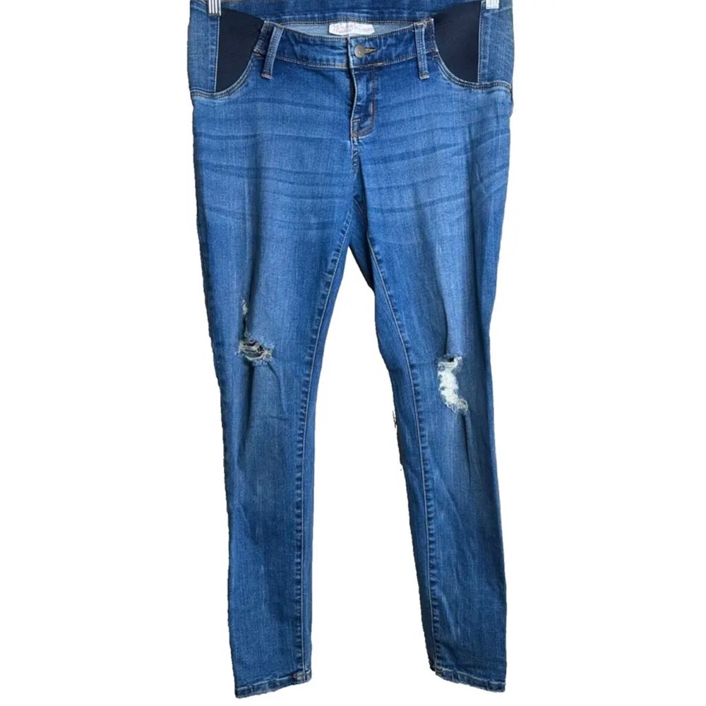 Isabel Maternity Jeans Women's Size 8 Skinny Distressed Stretch Side Panel Waist